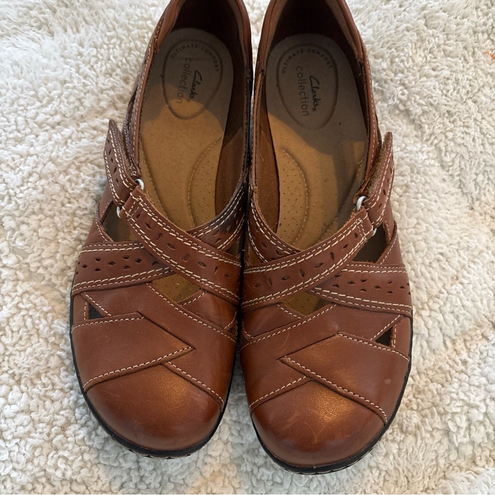 Clarks loafers. Brown. Buckle. Comfortable. Size 10. Excellent condition